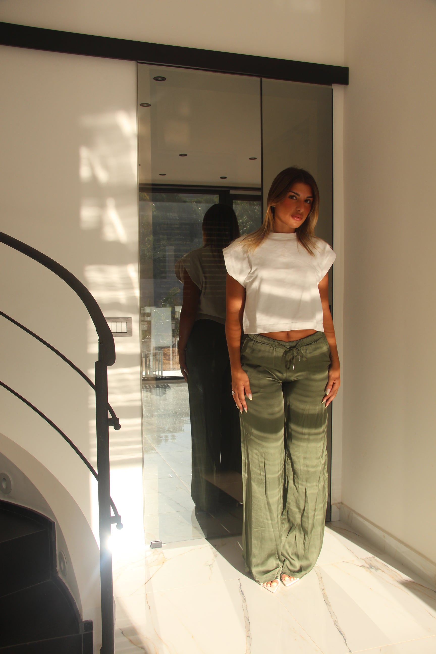 PANTALONI SATIN TASCA
