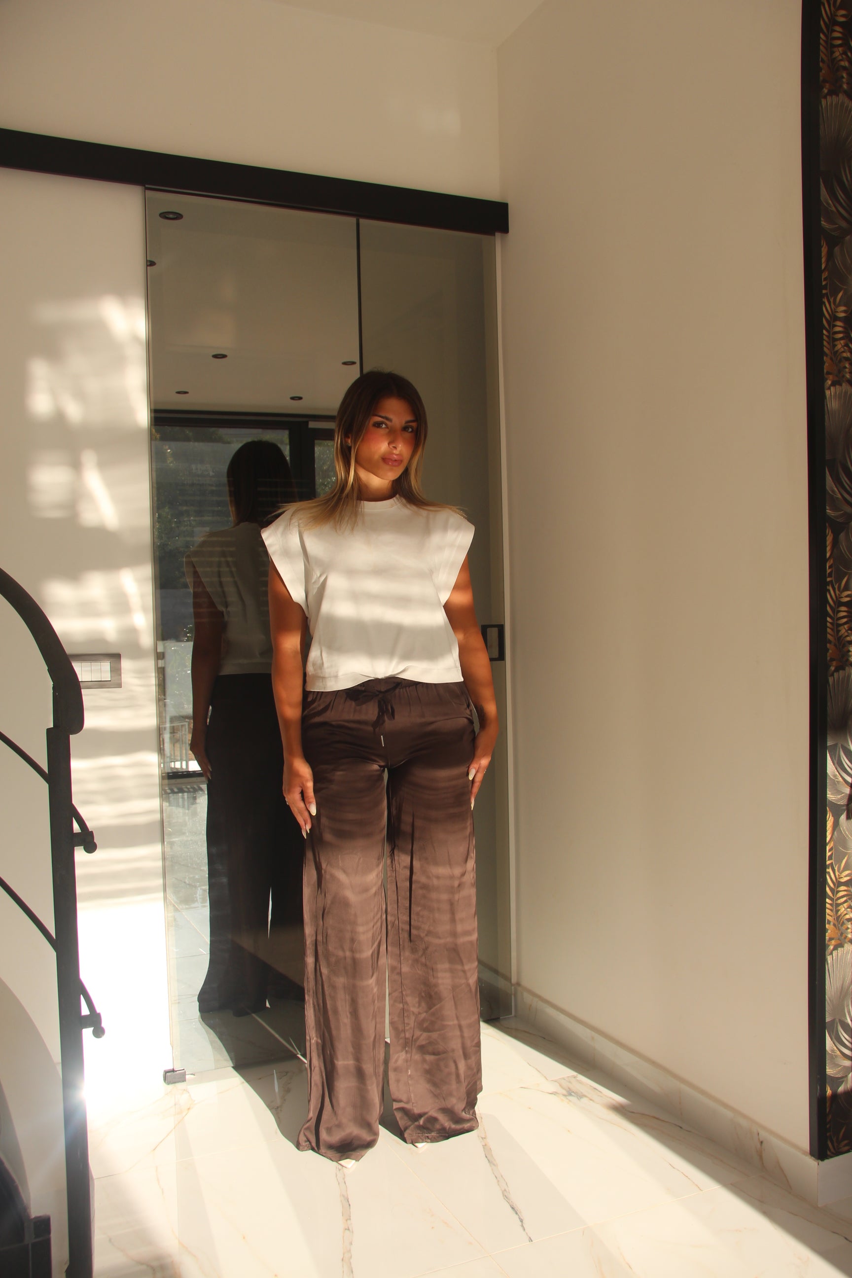 PANTALONI SATIN TASCA