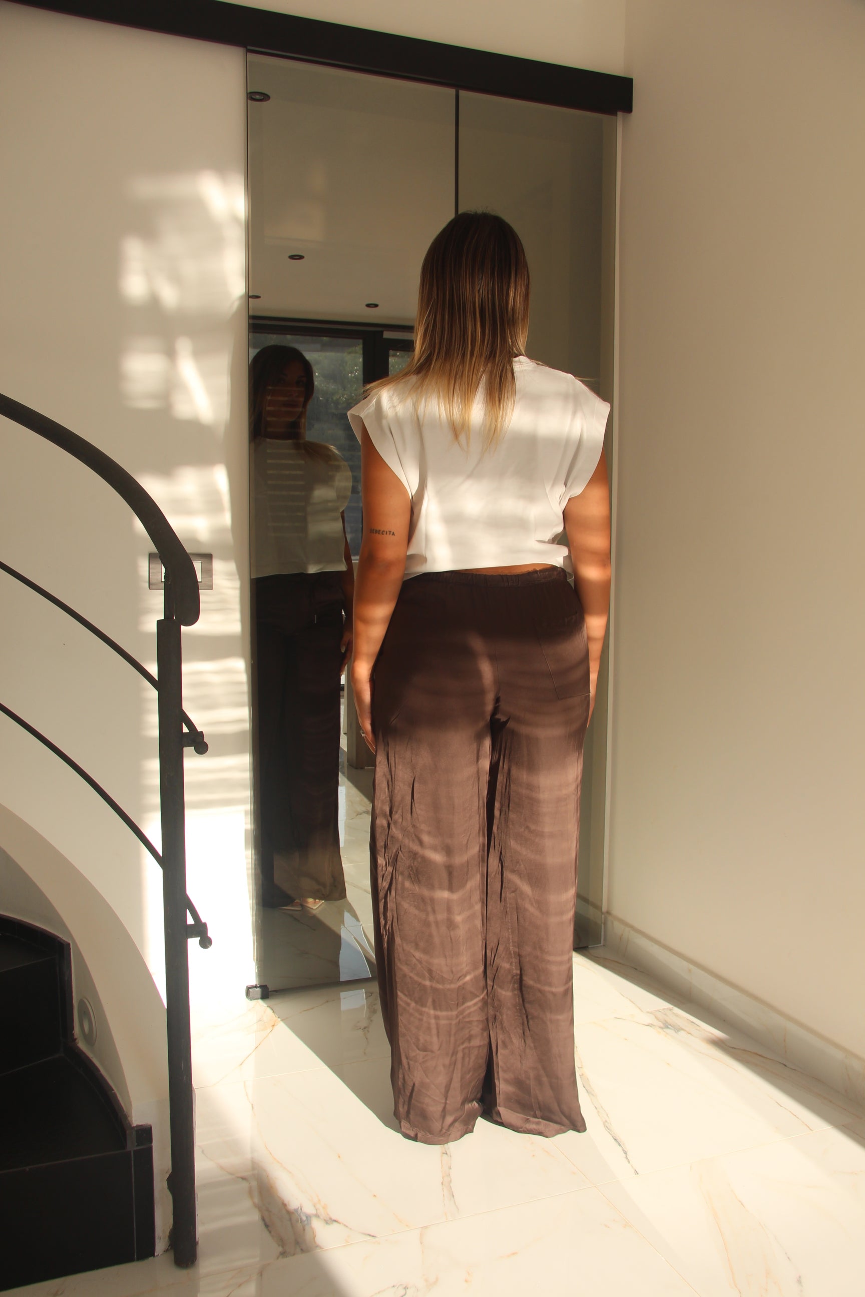 PANTALONI SATIN TASCA