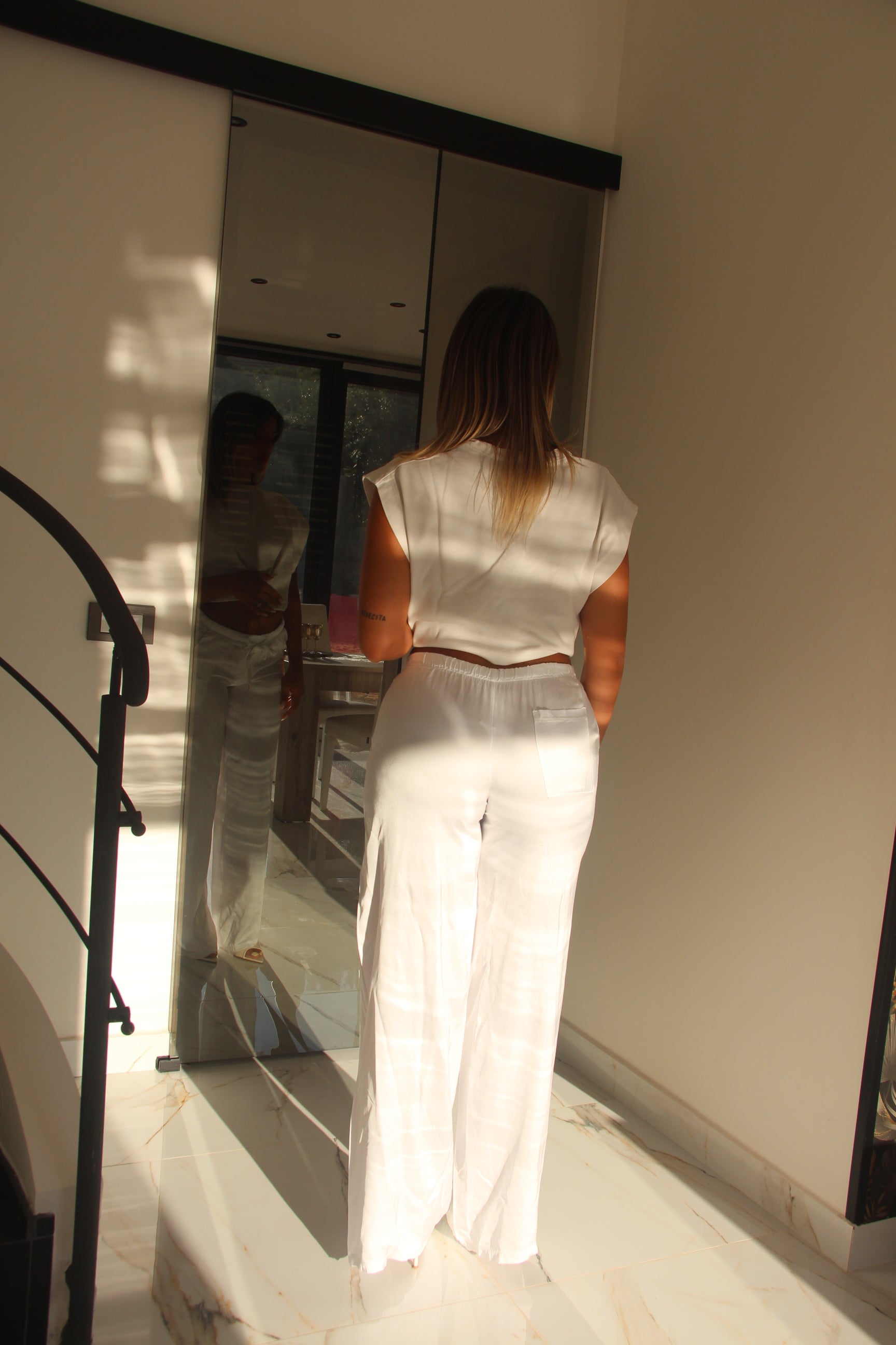 PANTALONI SATIN TASCA